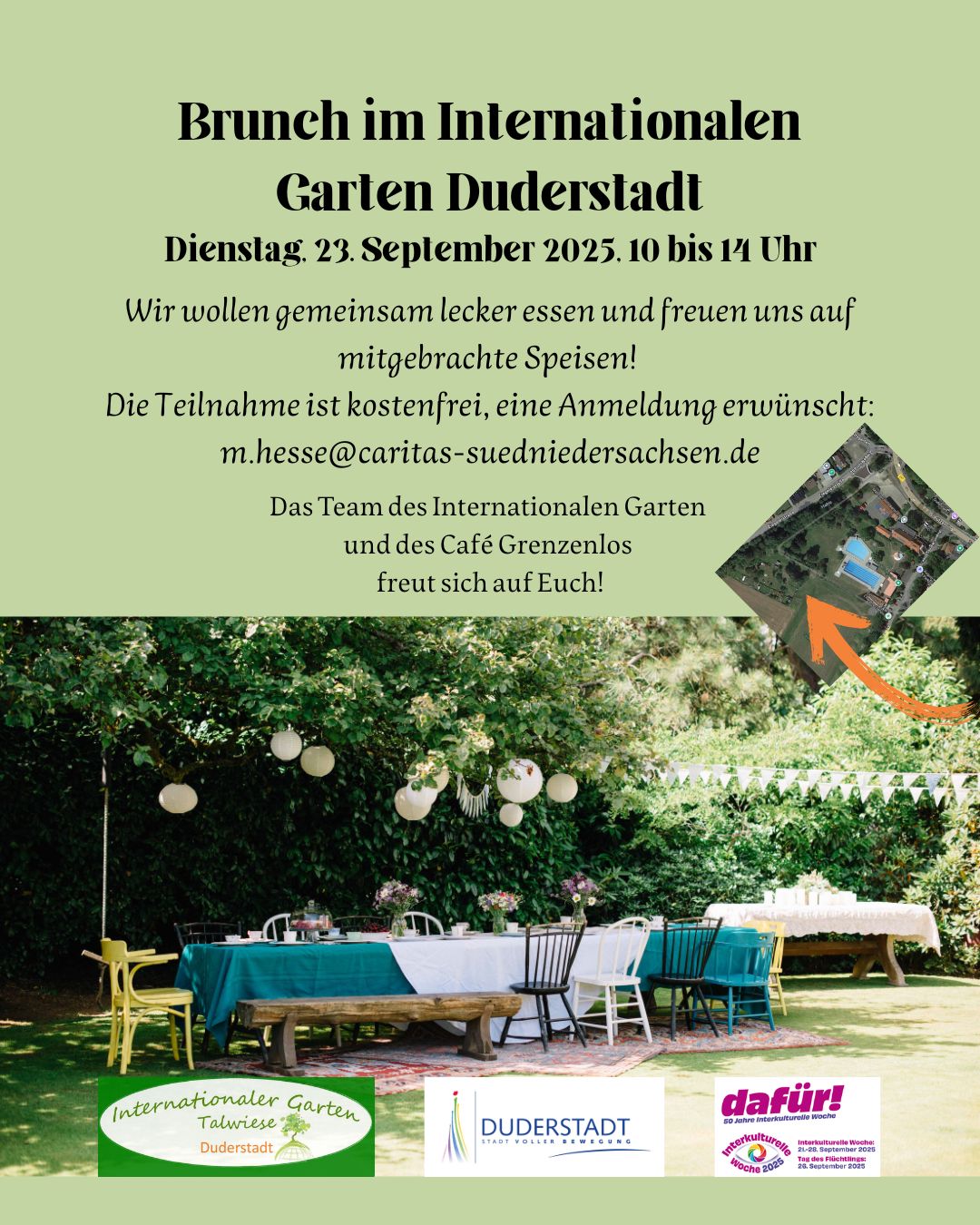 Plakat zum Brunch im Internationalen Garten am 23. September 2025